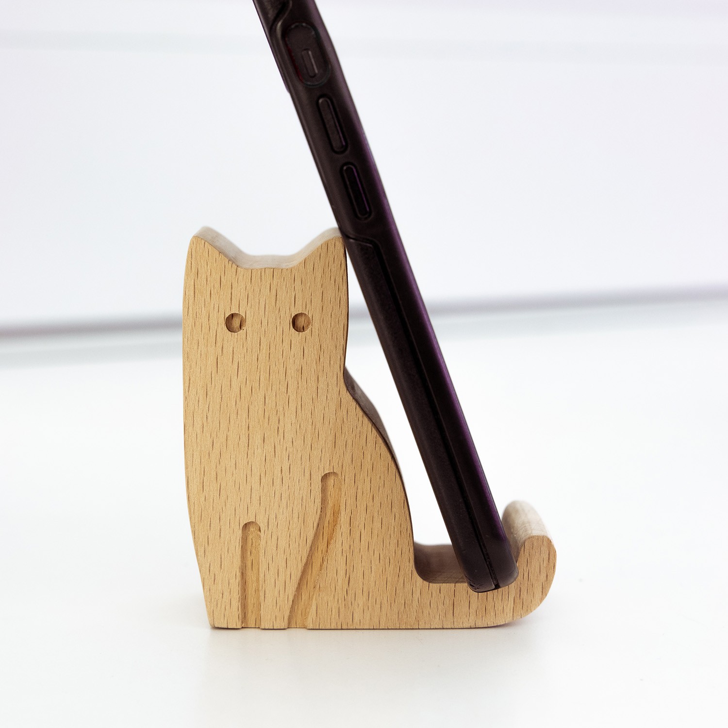 Stand per smartphone Gatto in legno